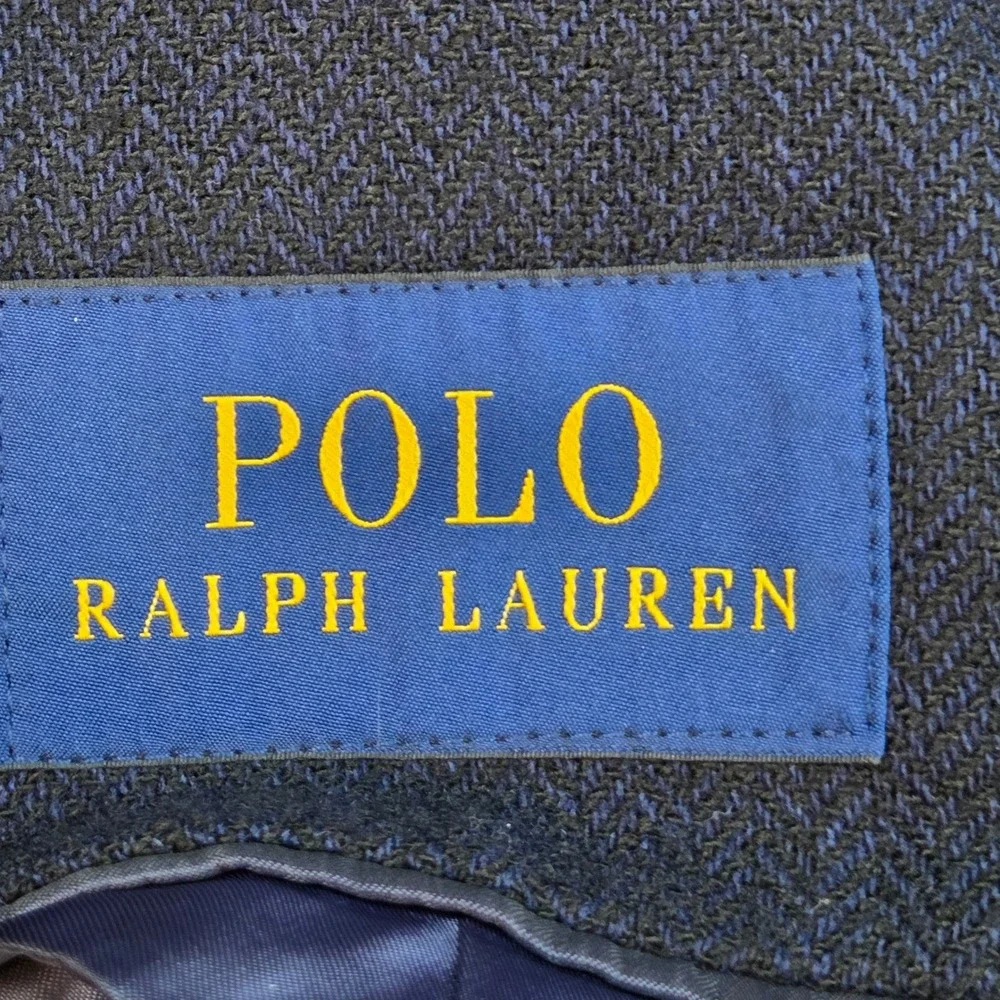 Polo Ralph Lauren Wool Blend Blazer Mens M Herringbone 3-Button Sport Coat Navy‎